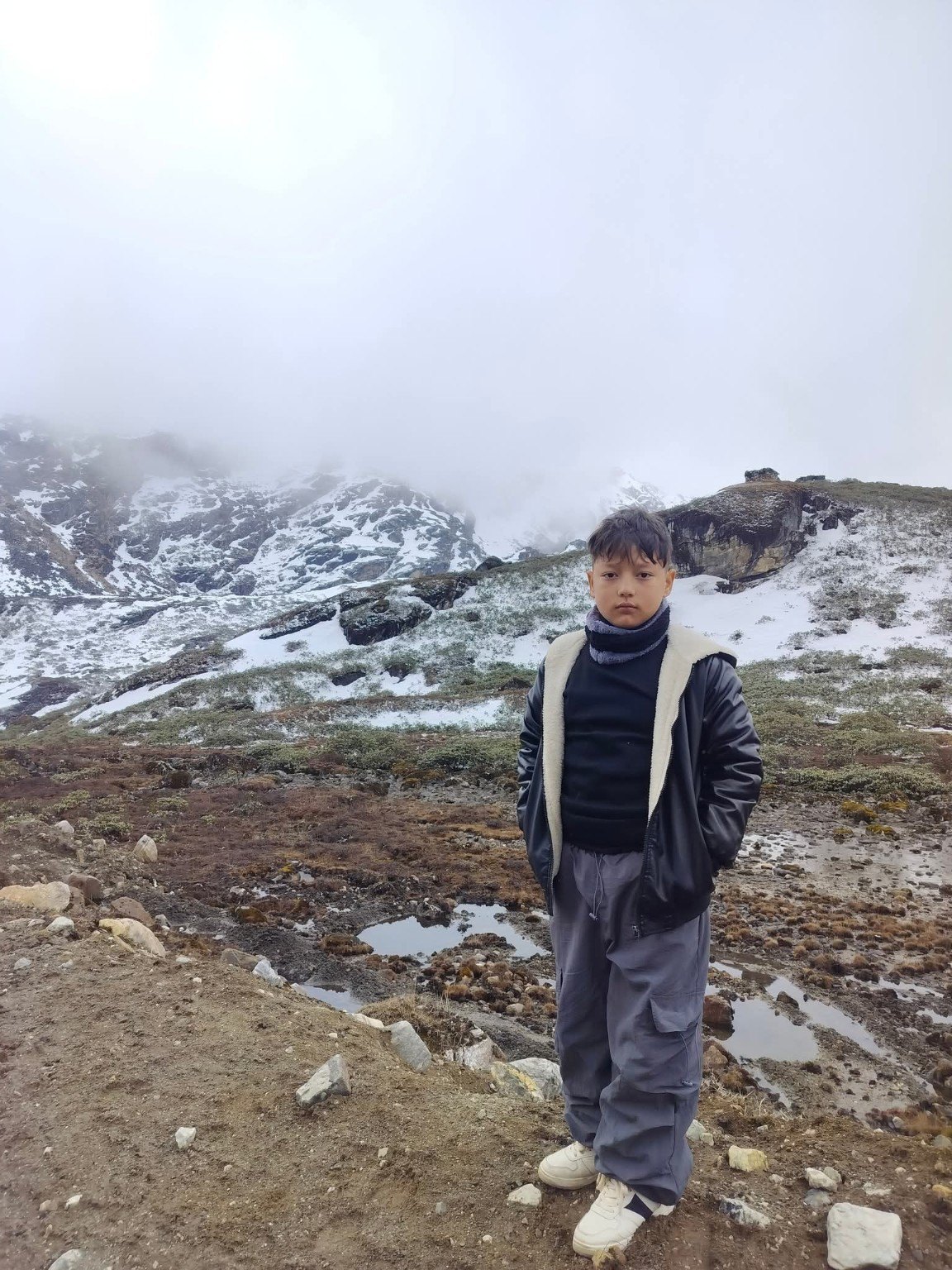 Snowy mountain landscape